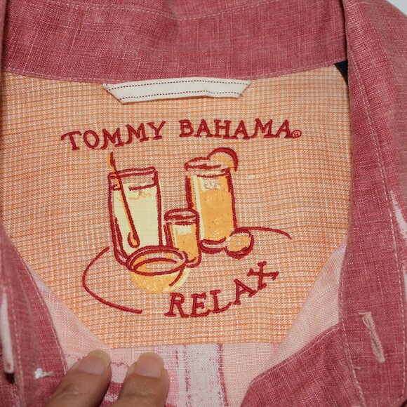 Tommy Bahama Relax Mens Linen Long Sleeve Button Down Shirt Orange Red Size XL - Picture 4 of 8